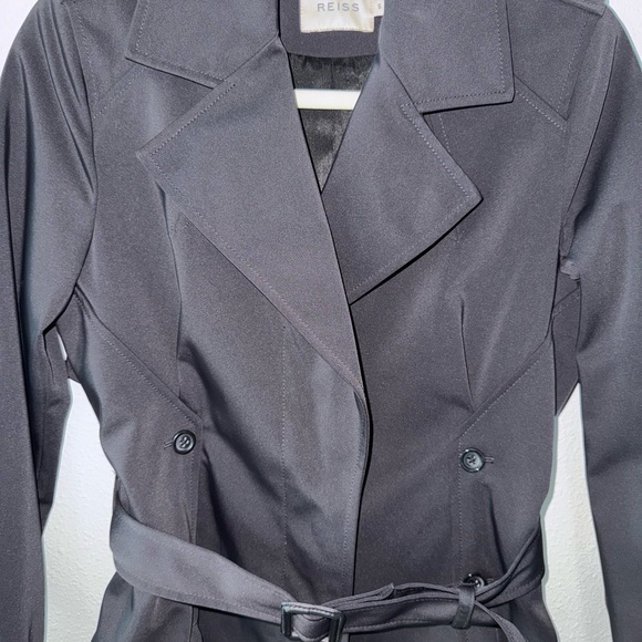 Reiss Stylish Classy Black Trench Coat Size Small - Picture 3 of 13
